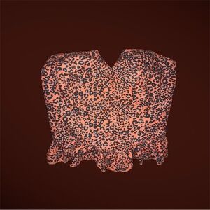 UO Leopard Print Strapless Cotton Top